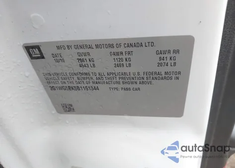 2011 Chevrolet Impala Lt z USA, uszkodzony, nr VIN 2G1WG5EK5B1161344